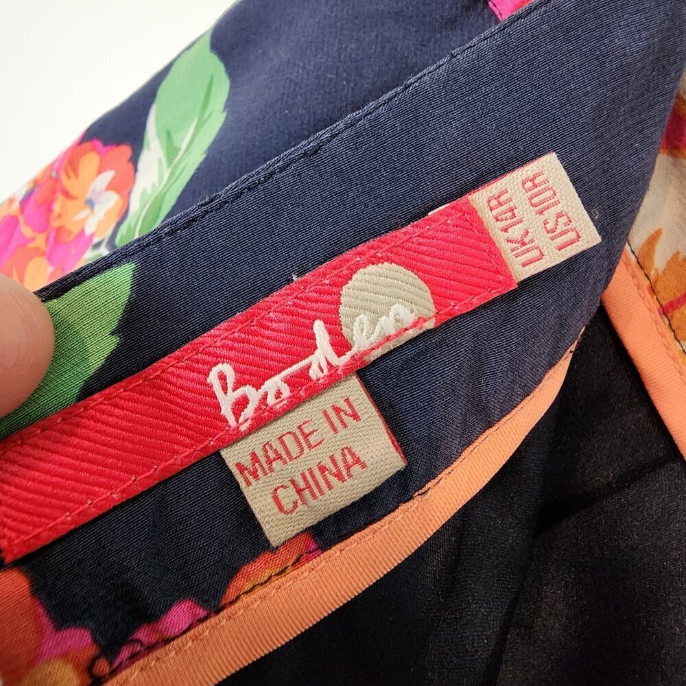 Boden Floral Circle Skirt Flowy Lightweight Lined Navy Blue Pink Flower Skirt 10 - Picture 6 of 10